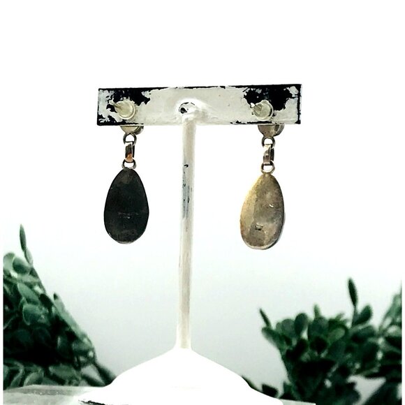 Vintage Style Larimar & Sterling Silver Teardrop Earrings - Picture 6 of 6